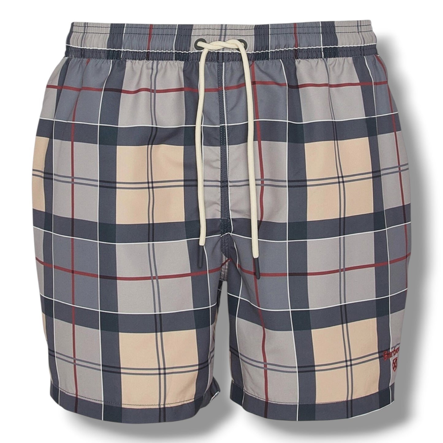 BARBOUR CHECK LOGO T-SHIRT & CHECK SWIM SHORTS SET LIGHT BLUE & BEIGE