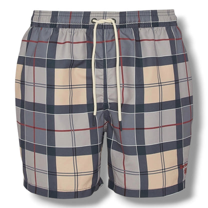 BARBOUR CHECK LOGO T-SHIRT & CHECK SWIM SHORTS SET LIGHT BLUE & BEIGE