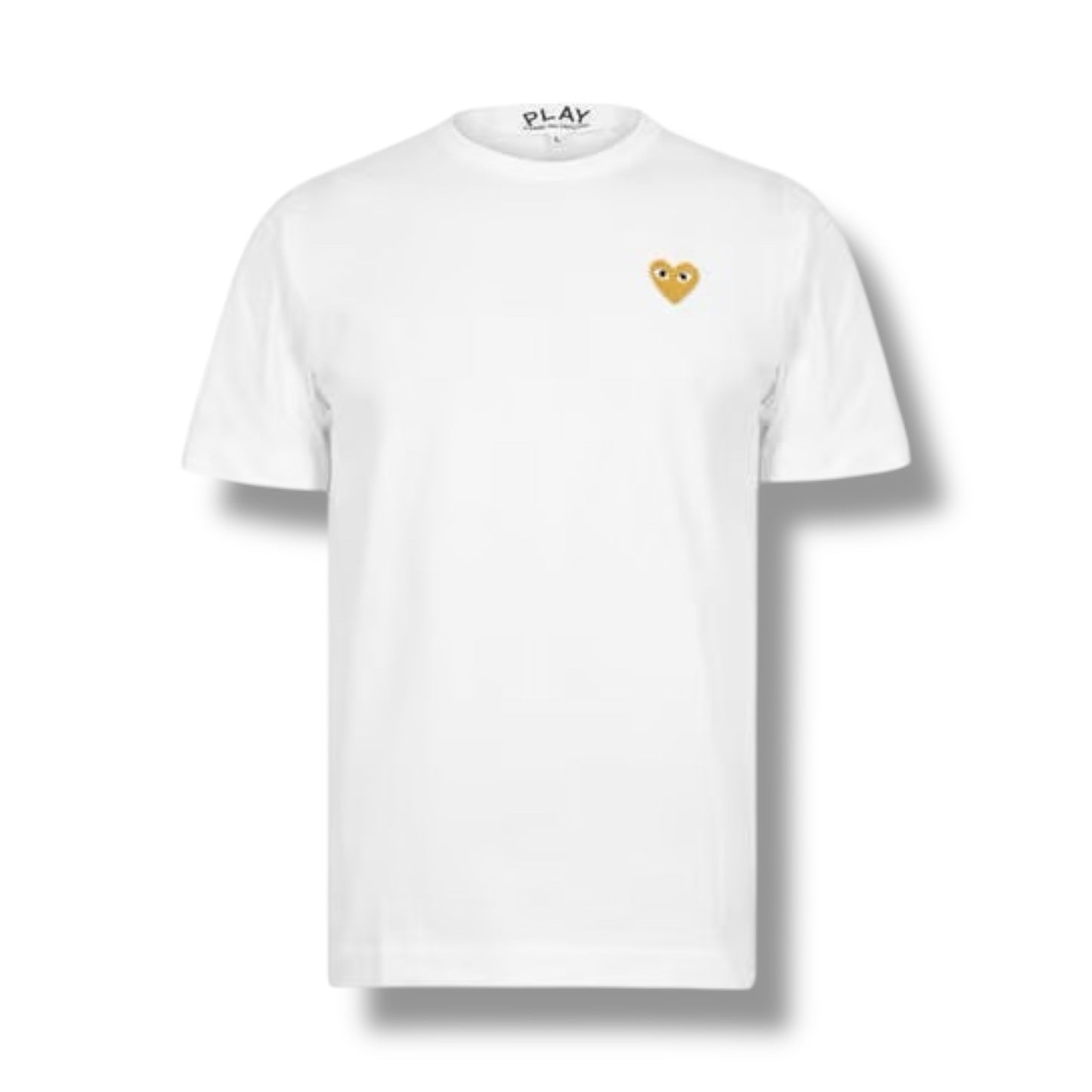 COMME DES GARÇONS SMALL HEART LOGO T-SHIRT WHITE - GOLD