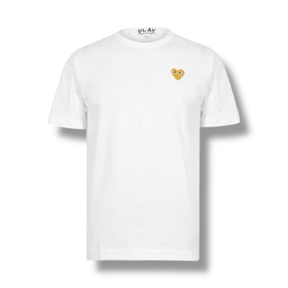 COMME DES GARÇONS SMALL HEART LOGO T-SHIRT WHITE - GOLD