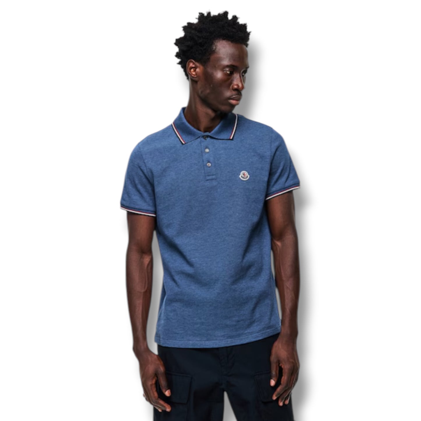 MONCLER LOGO POLO SHIRT PETROL BLUE