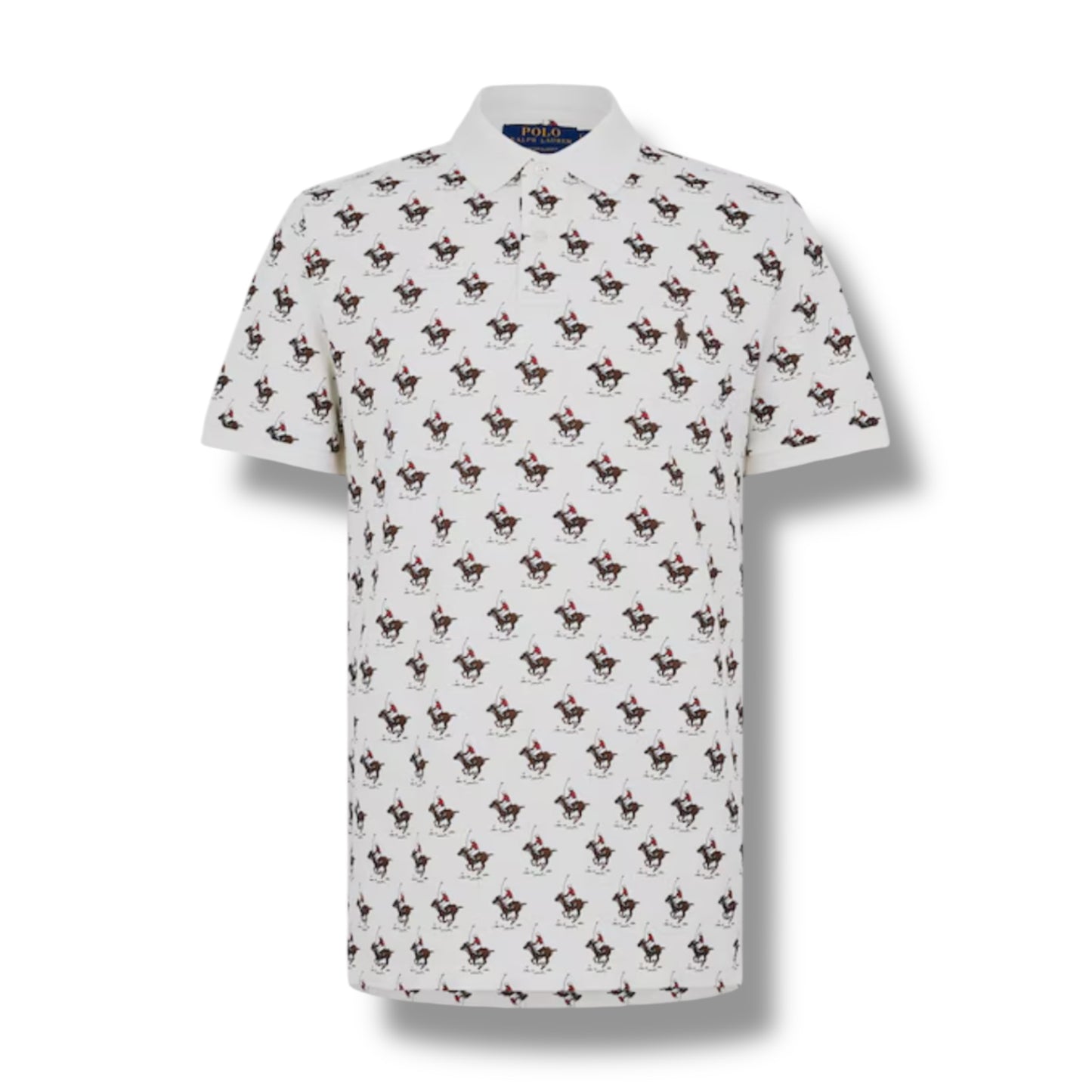 RALPH LAUREN ALL OVER LOGO POLO SHIRT CREAM BEIGE