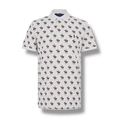 RALPH LAUREN ALL OVER LOGO POLO SHIRT CREAM BEIGE