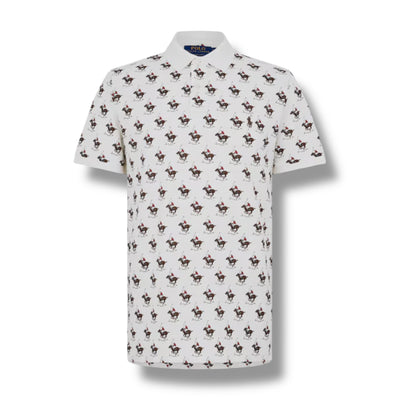 RALPH LAUREN ALL OVER LOGO POLO SHIRT CREAM BEIGE