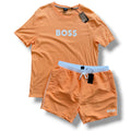 HUGO BOSS T-SHIRT & SWIM SHORTS SET ORANGE *SALE*