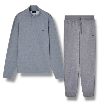 EMPORIO ARMANI TRIM 1/4 ZIP FULL TRACKSUIT GREY