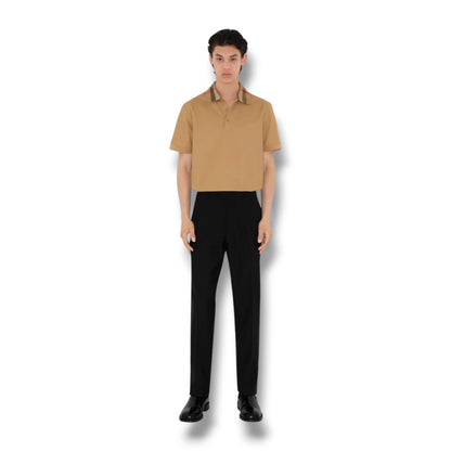 BURBERRY CHECK COLLAR POLO SHIRT BEIGE