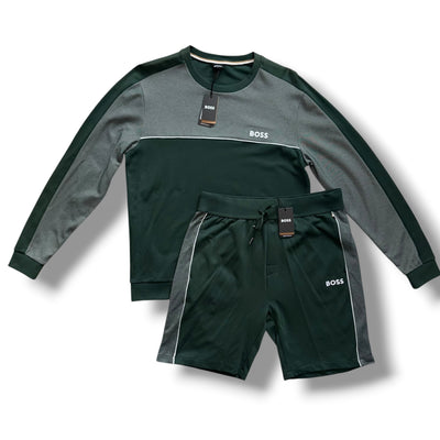 HUGO BOSS SWEATSHIRT JERSEY & SHORTS SET GREEN *SALE*