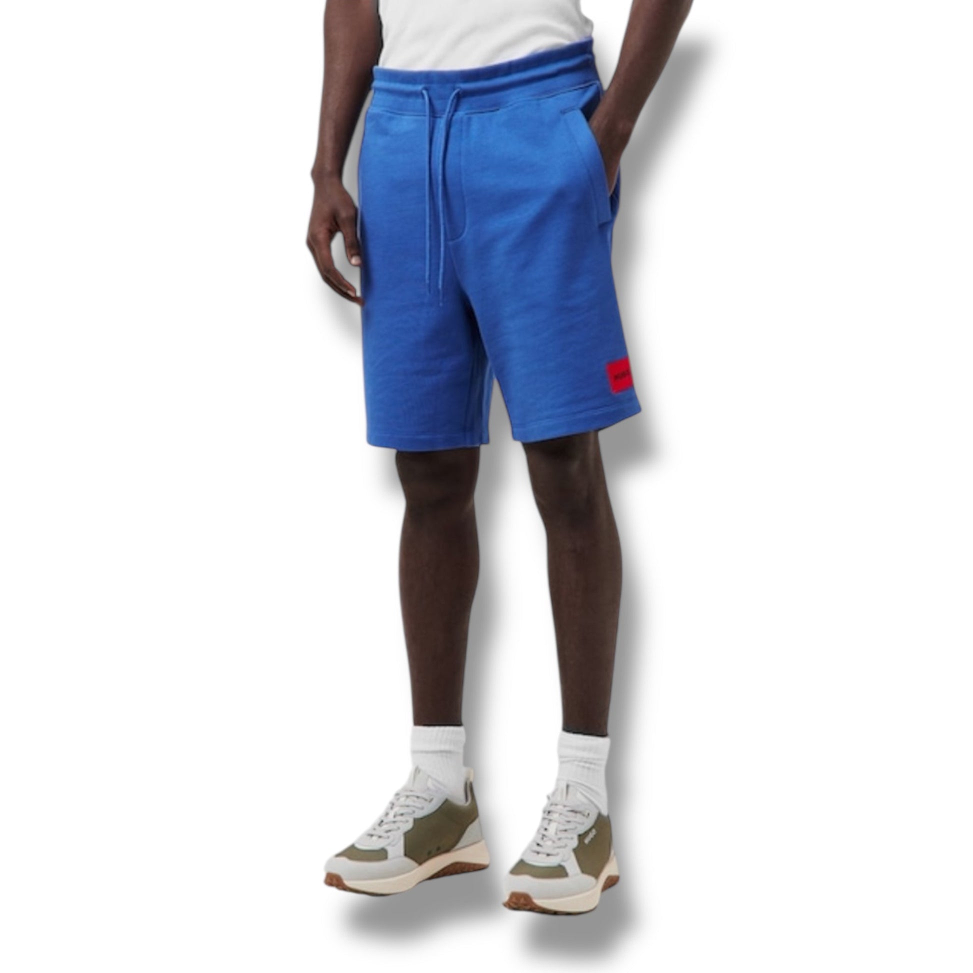 HUGO BOSS HUGO RED PATCH HOODIE & JERSEY SHORTS SET ROYAL BLUE