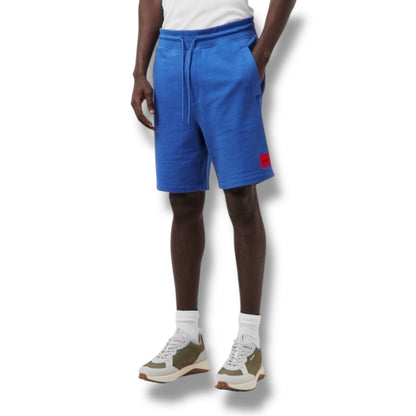 HUGO BOSS HUGO RED PATCH HOODIE & JERSEY SHORTS SET ROYAL BLUE