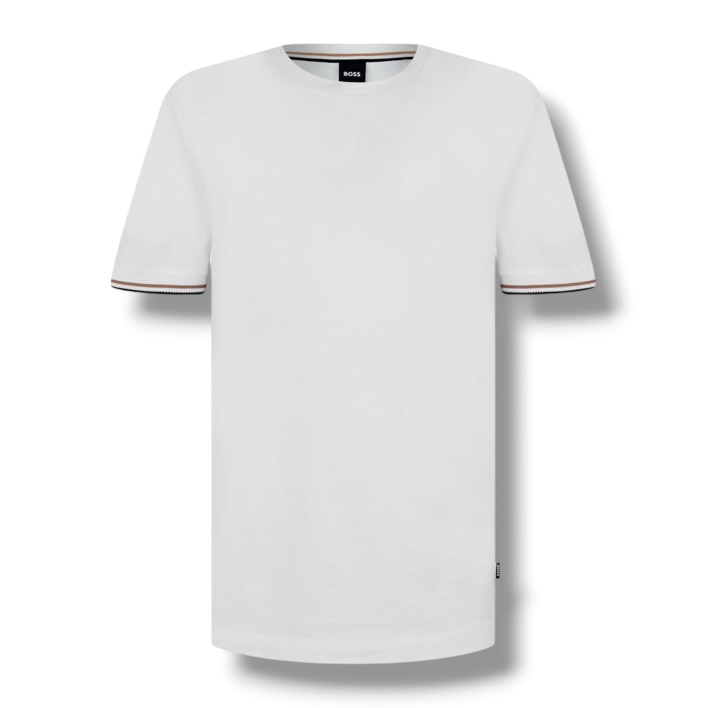 HUGO BOSS SLEEVE TRI TRIM T-SHIRT & SIDE TRIM SWIM SHORTS SET WHITE & BLACK