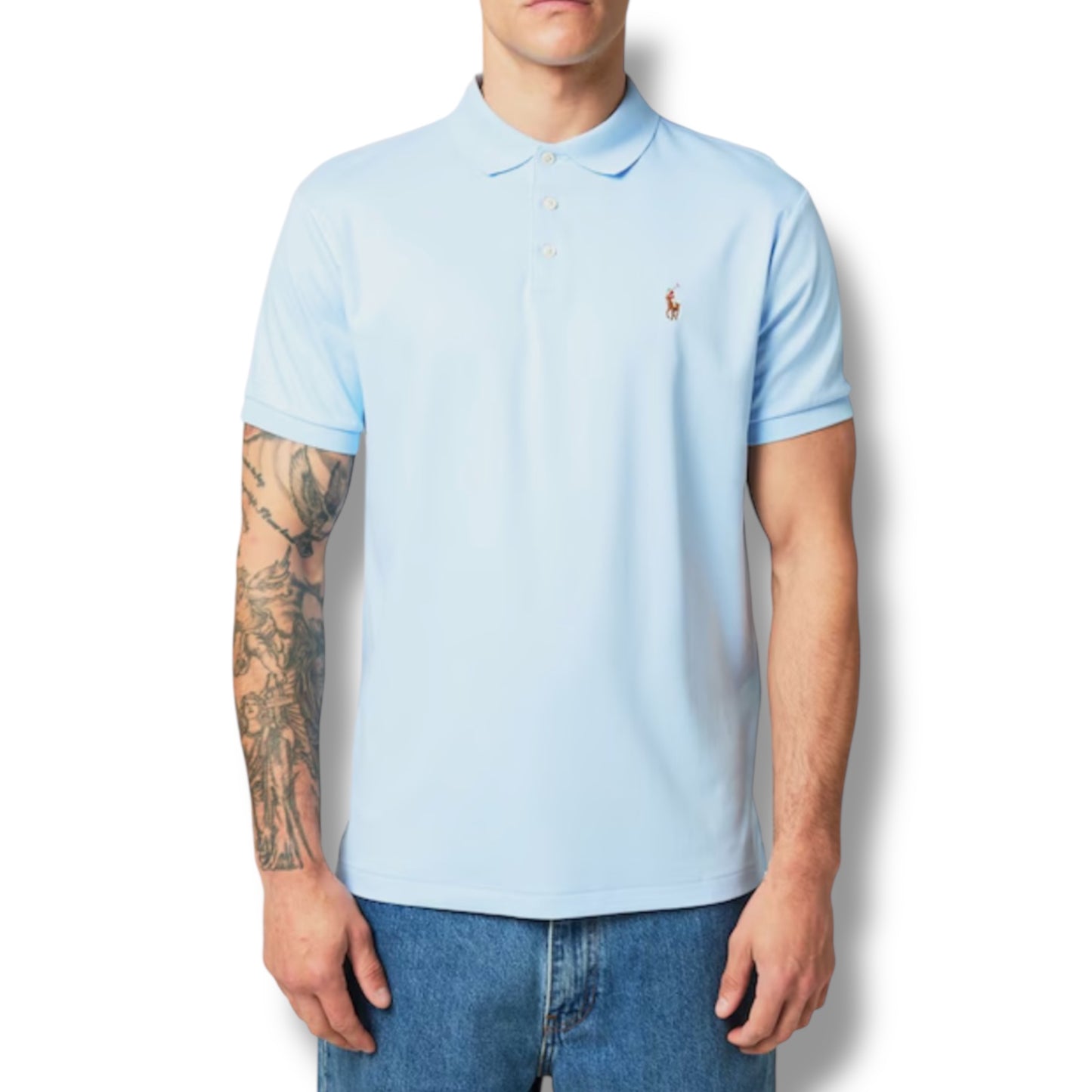 RALPH LAUREN SLIM FIT POLO SHIRT LIGHT BLUE