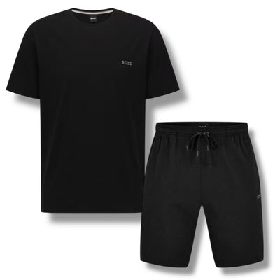 HUGO BOSS MIX JERSEY T-SHIRT & SHORTS SET BLACK