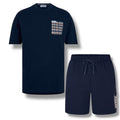 AQUASCUTUM PATCH POCKET T-SHIRT & SIDE POCKET SWIM SHORTS SET NAVY - NAVY