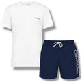 CALVIN KLEIN T-SHIRT & SWIM SHORTS SET WHITE & NAVY BLUE