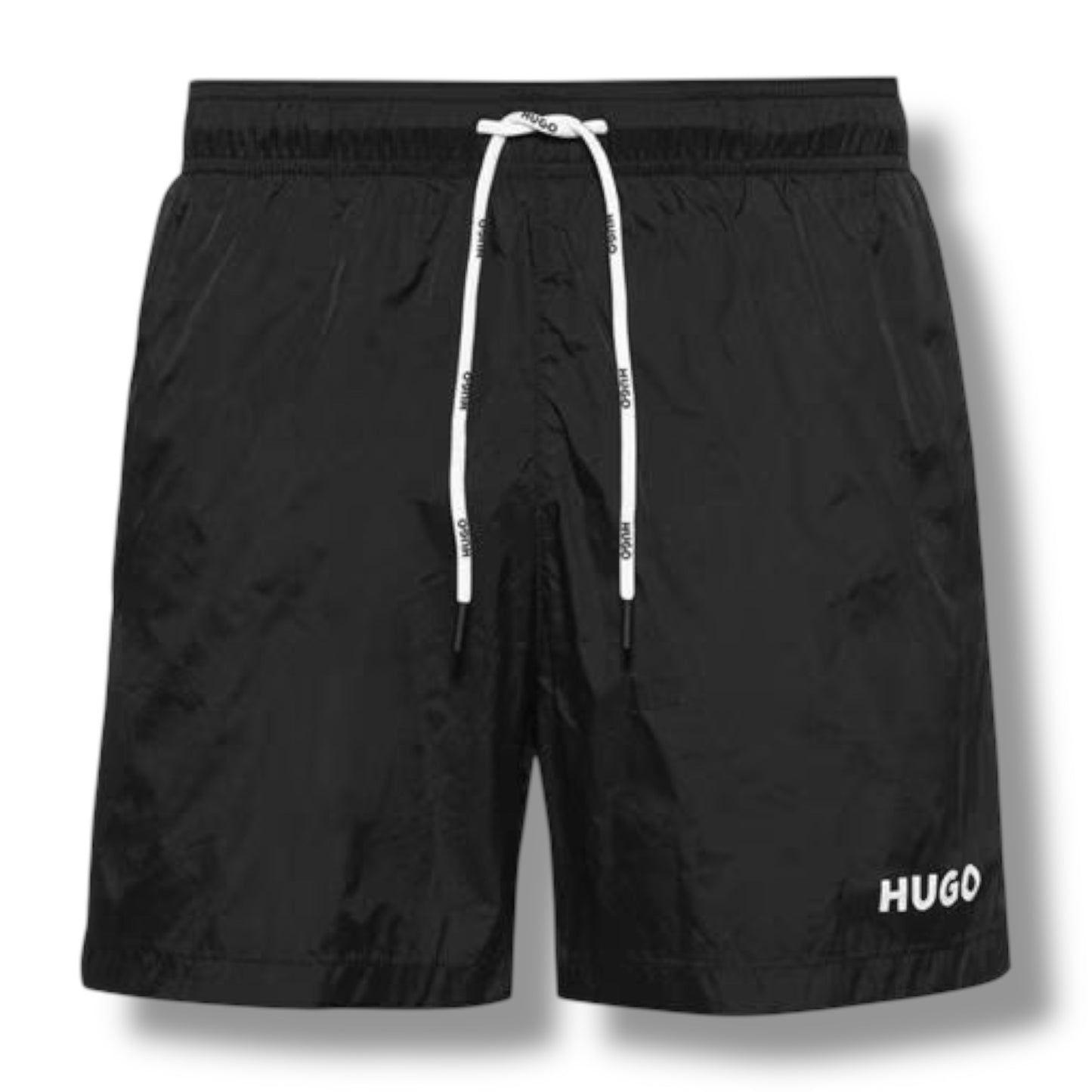 HUGO BOXING T-SHIRT & SMALL LOGO SWIM SHORTS SET WHITE & BLACK