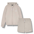EMPORIO ARMANI ZIP UP HOODIE & SHORTS SET BEIGE