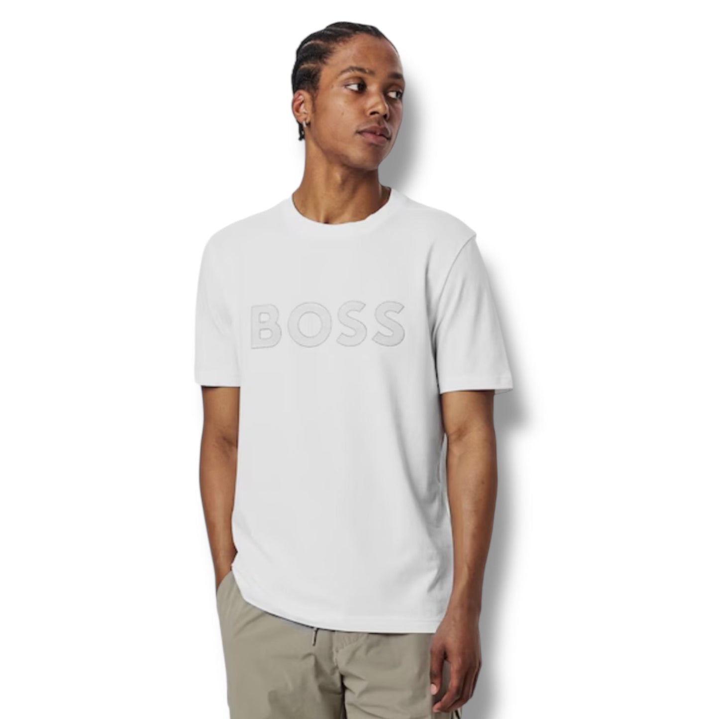 HUGO BOSS CLASSIC LOGO T-SHIRT & SWIM SHORTS SET WHITE & PINK