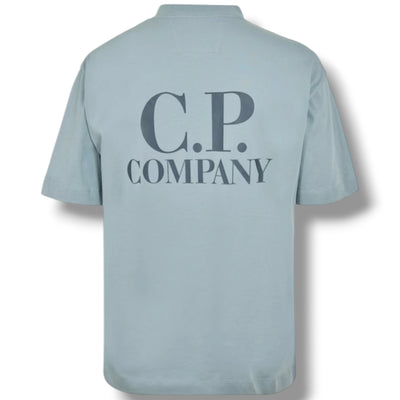 CP COMPANY DOUBLE LOGO T-SHIRT SILVER BLUE