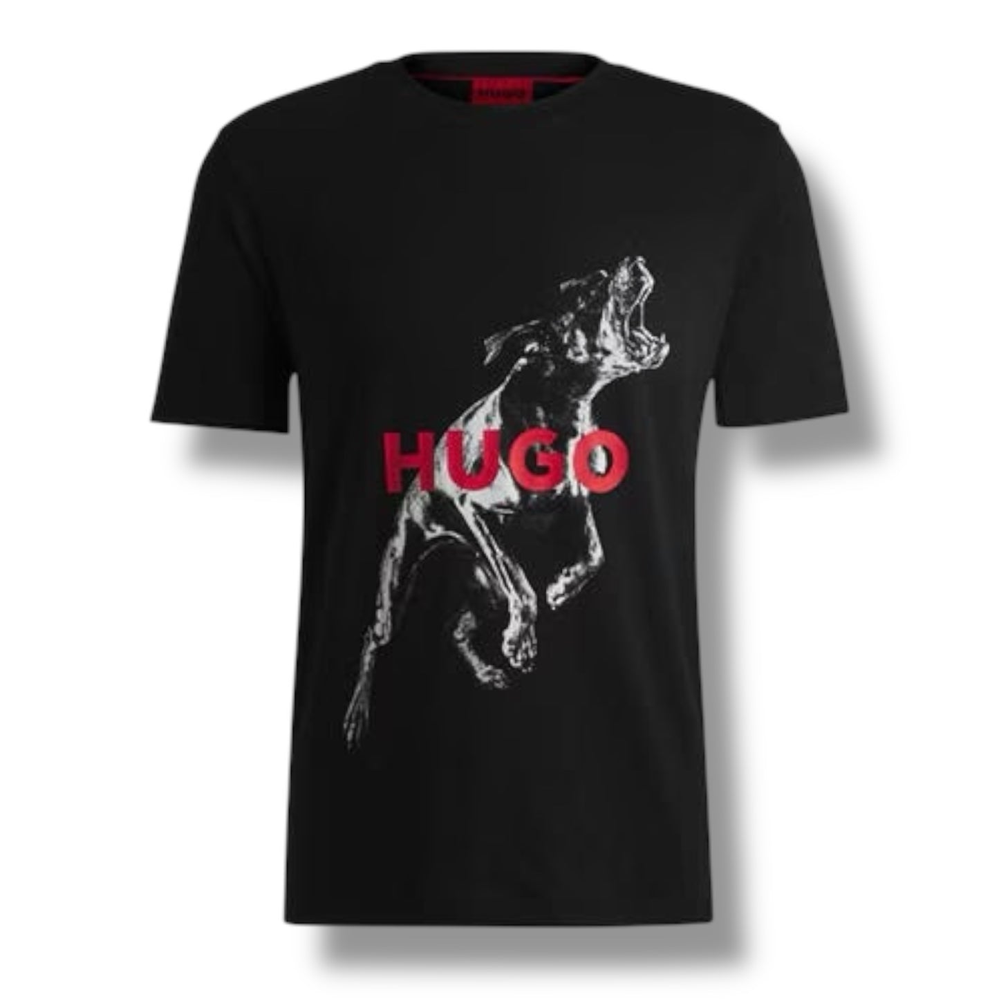 HUGO BARKING DOG LOGO T-SHIRT & VERTI SWIM SHORTS SET BLACK & RED