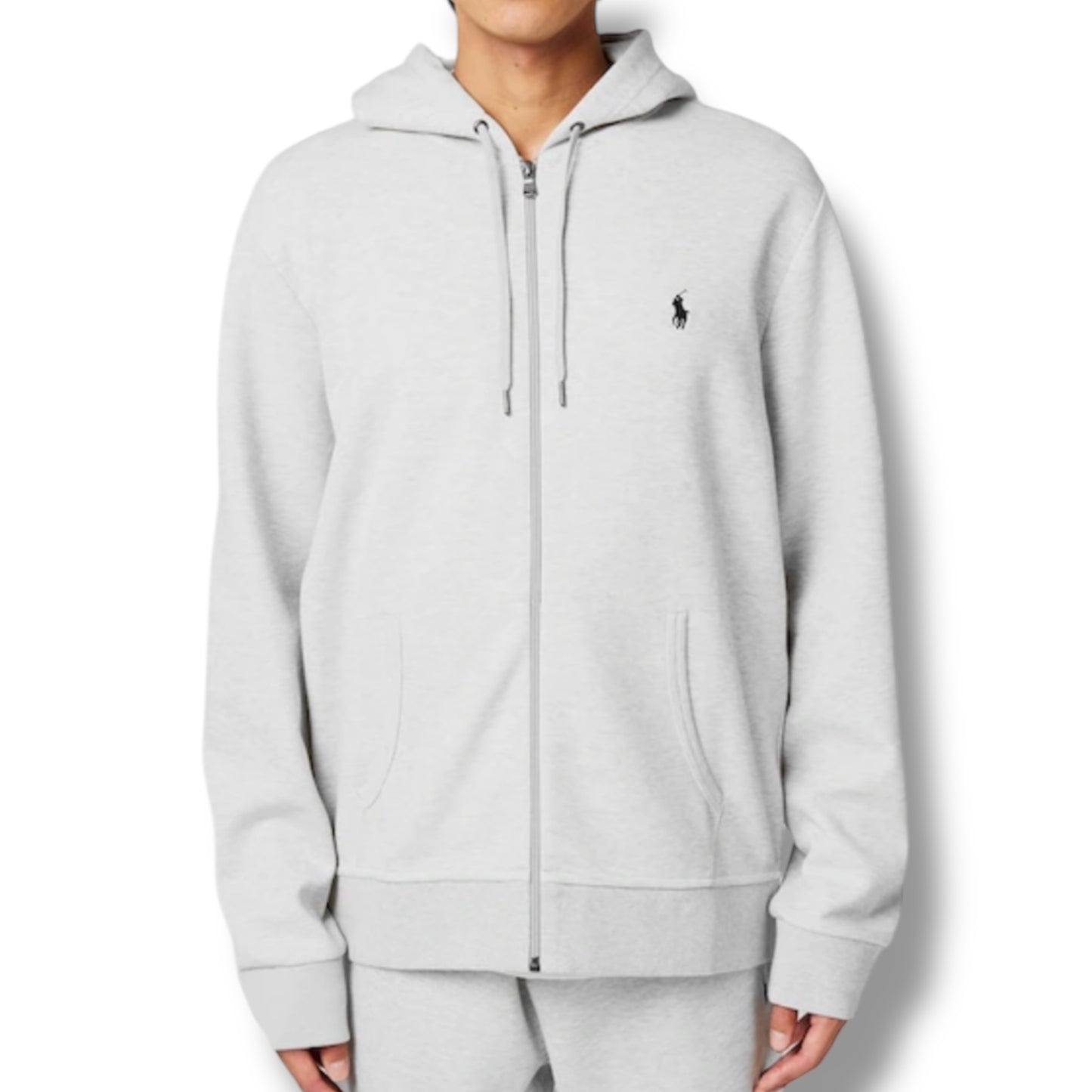 RALPH LAUREN TECH ZIP UP HOODIE HEATHER GREY