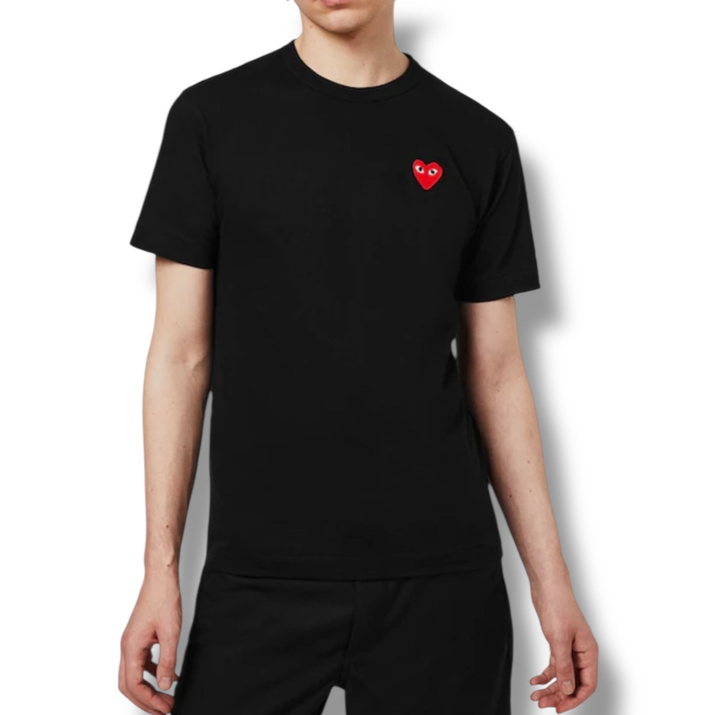 COMME DES GARÇONS SMALL HEART LOGO T-SHIRT BLACK - RED
