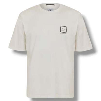 CP COMPANY METROPOLIS BACK STENCIL LOGO T-SHIRT WHITE