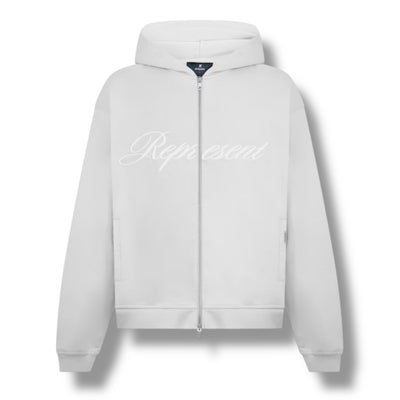REPRESENT SCRIPT FULL ZIP HOODIE CONCRETE GREY