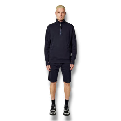 CP COMPANY LENS ARM 1/4 ZIP SWEATSHIRT NAVY BLUE