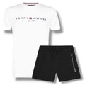 TOMMY HILFIGER LOGO T-SHIRT & SWIM SHORTS SET WHITE & BLACK