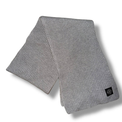 STONE ISLAND THICK KNIT PATCH LOGO SCARF GREY
