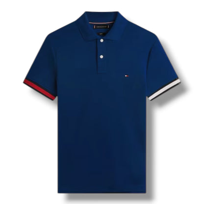TOMMY HILFIGER FLAG TRIM POLO SHIRT NAVY BLUE
