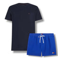 TOMMY HILFIGER SMALL LOGO T-SHIRT & SWIM SHORTS SET NAVY BLUE & BLUE