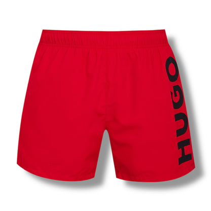 HUGO DOG TEETH LOGO T-SHIRT & VERTI SWIM SHORTS SET WHITE & RED