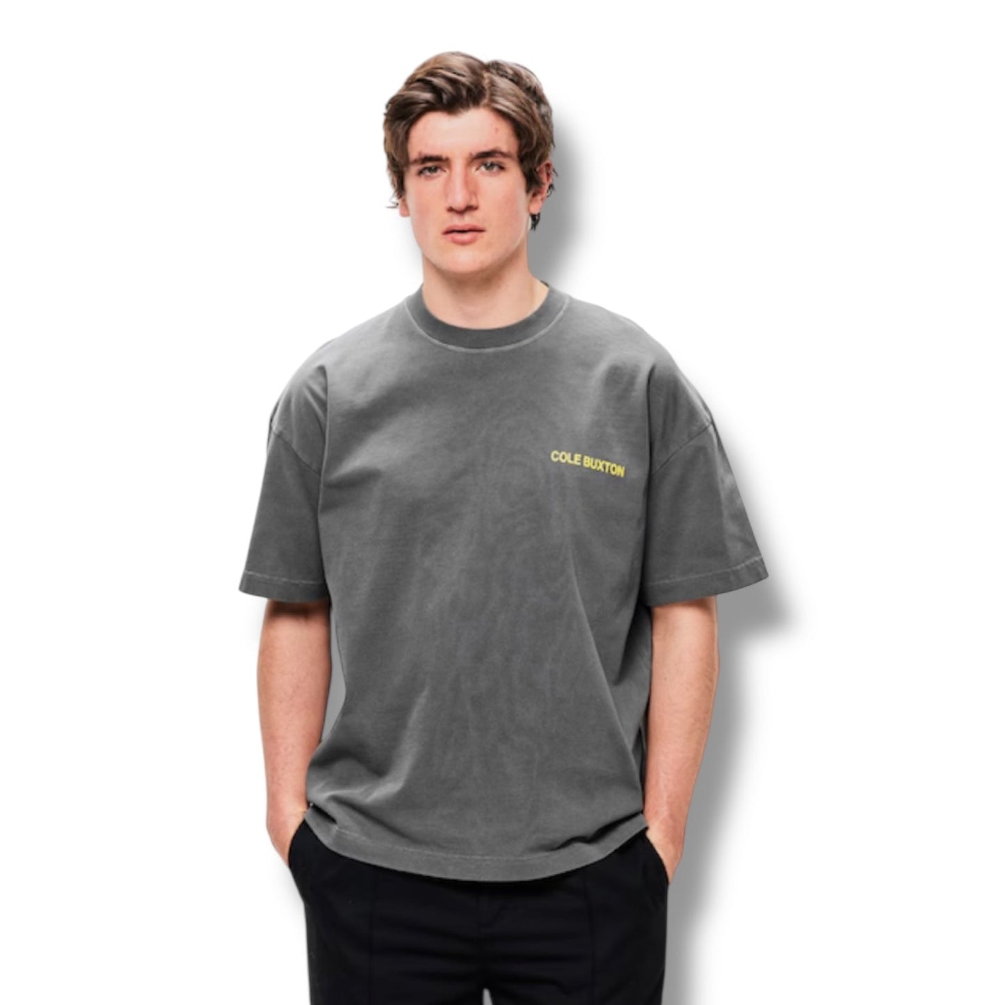 COLE BUXTON LOGO T-SHIRT WASHED BLACK YELLOW