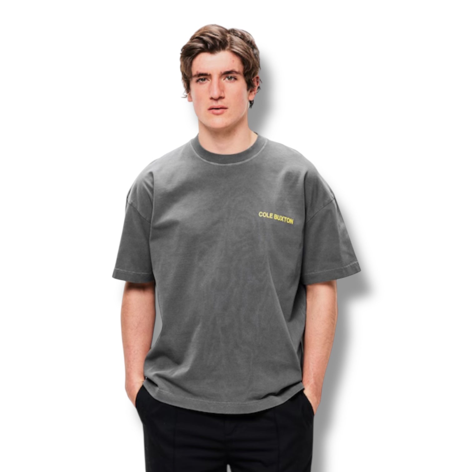 COLE BUXTON LOGO T-SHIRT WASHED BLACK YELLOW