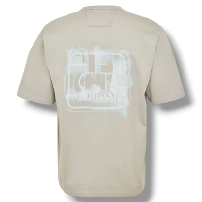 CP COMPANY METROPOLIS BACK STENCIL LOGO T-SHIRT GREY