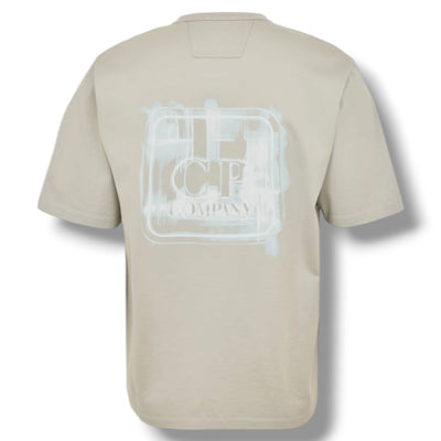 CP COMPANY METROPOLIS BACK STENCIL LOGO T-SHIRT GREY