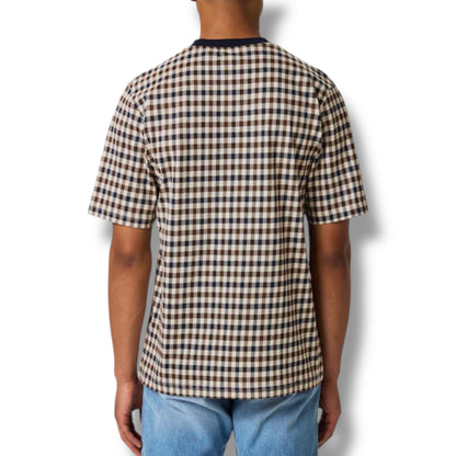 AQUASCUTUM CHECK ALL OVER T-SHIRT BEIGE