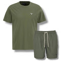 BARBOUR SMALL LOGO T-SHIRT & SWIM SHORTS SET OLIVE GREEN
