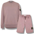 STONE ISLAND SWEATSHIRT & JERSEY SHORTS SET PURPLE