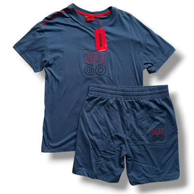 HUGO BOSS HUGO STACKED T SHIRT & SHORTS SET BLUE *SALE*