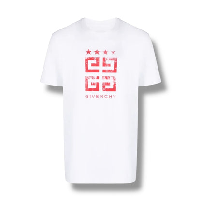 GIVENCHY 4G STARS LOGO T-SHIRT WHITE - RED