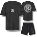 HUGO BOXING T-SHIRT & VERTI SPRAY LOGO SWIM SHORTS SET BLACK