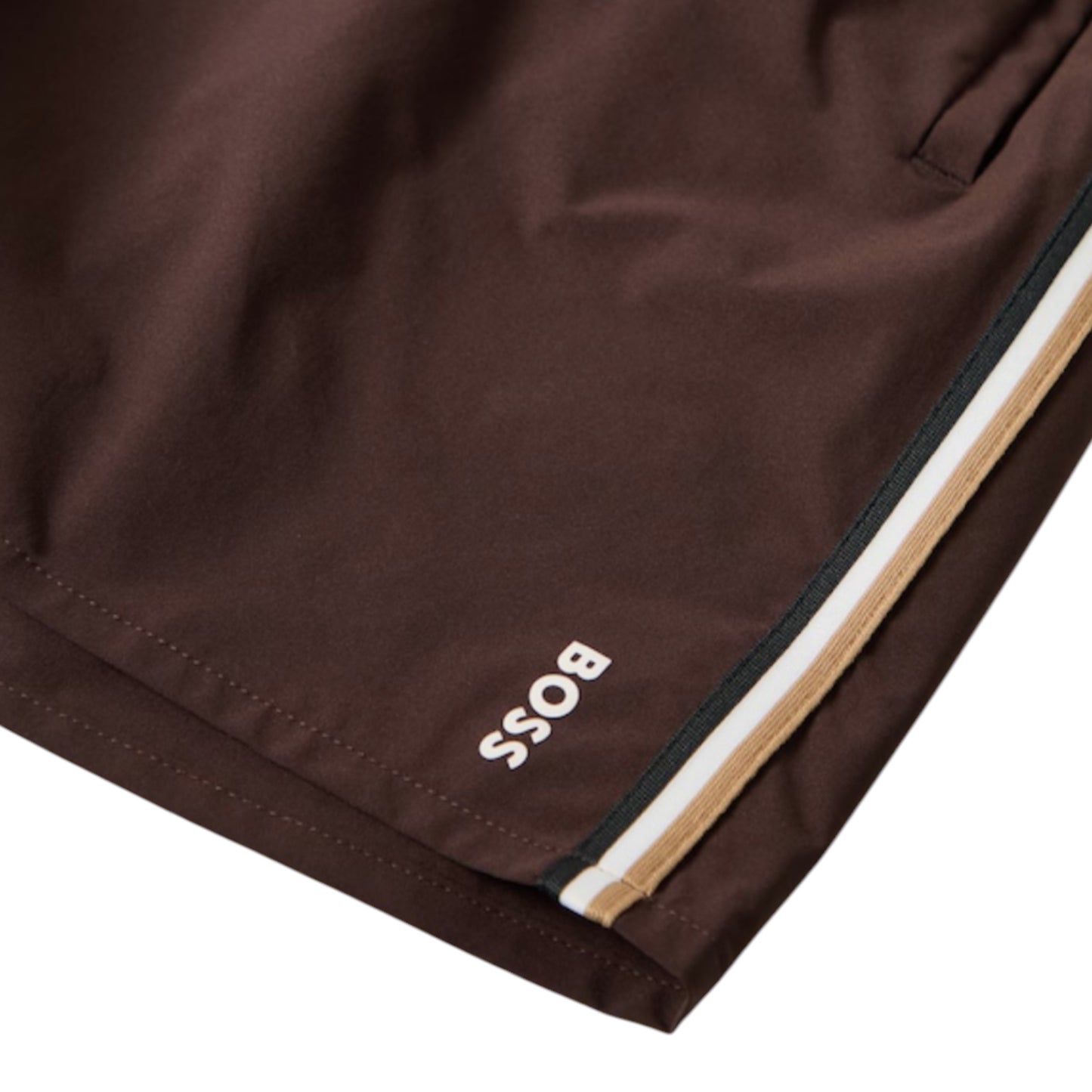HUGO BOSS ICONIC T-SHIRT & SWIM SHORTS SET NAVY & BROWN