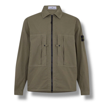 STONE ISLAND RIPSTOP OVERSHIRT KHAKI GREEN