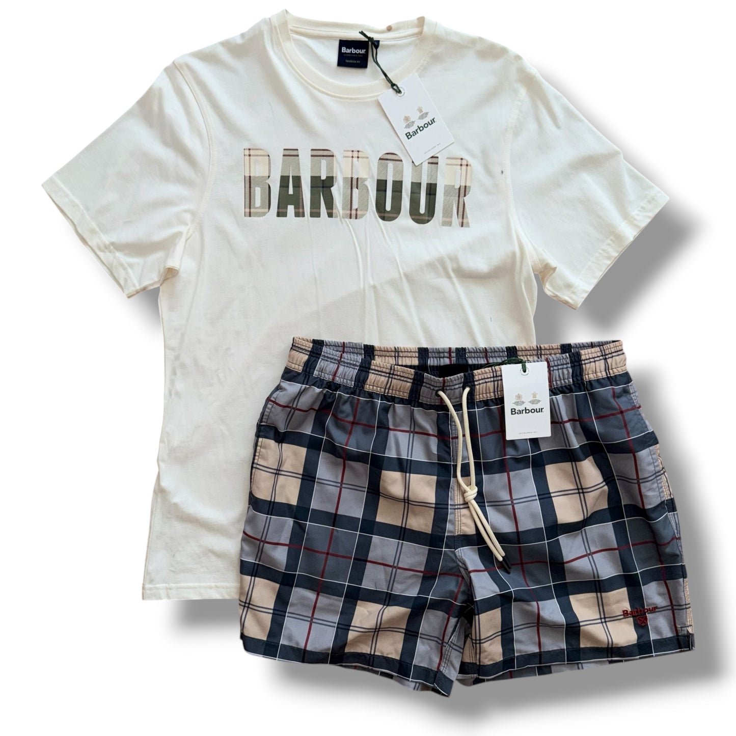 BARBOUR T-SHIRT & SWIM SHORTS SET BEIGE *SALE*