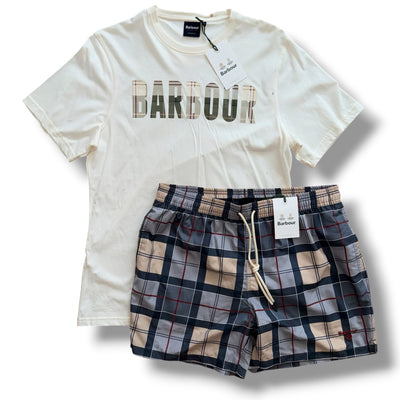 BARBOUR T-SHIRT & SWIM SHORTS SET BEIGE *SALE*