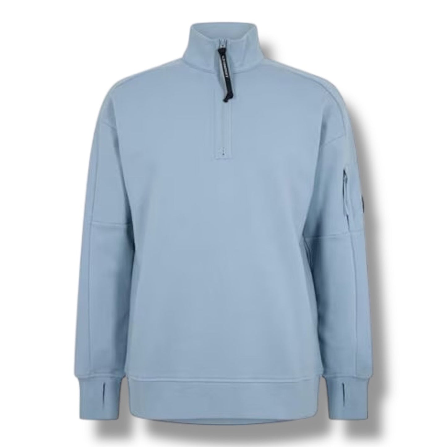 CP COMPANY LENS ARM 1/4 ZIP SWEATSHIRT SILVER BLUE