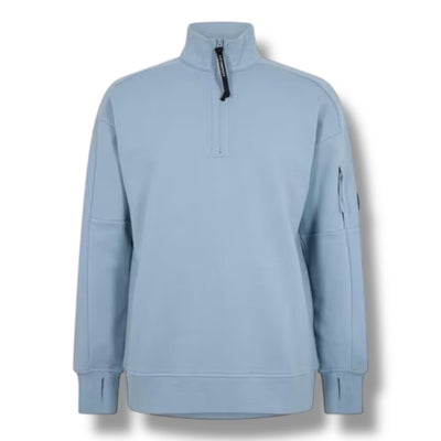 CP COMPANY LENS ARM 1/4 ZIP SWEATSHIRT SILVER BLUE